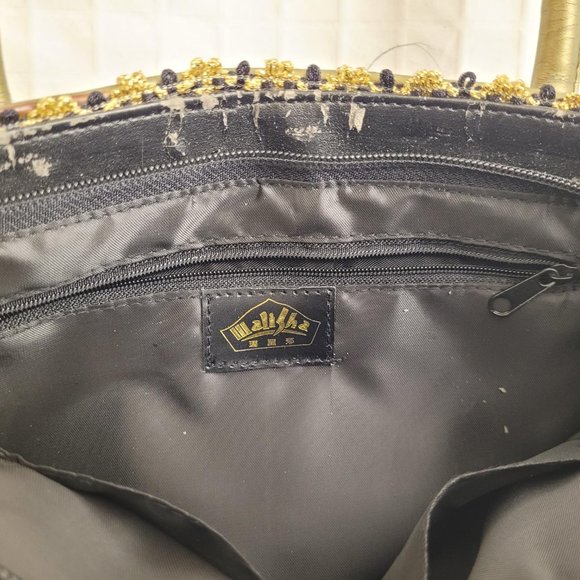 Malisha black and gold satchel. - Picture 5 of 7
